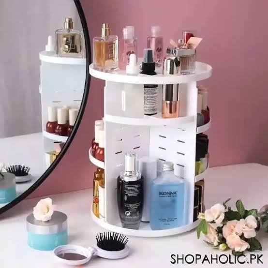 360 Rotating Makeup Organizer White (Minimum Order Quantity 1 Carton/24 PCs)