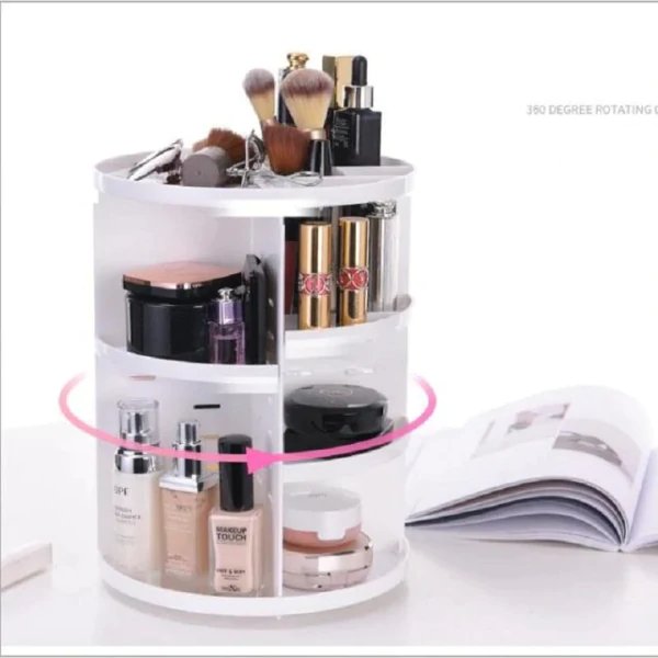 360 Rotating Makeup Organizer White (Minimum Order Quantity 1 Carton/24 PCs)