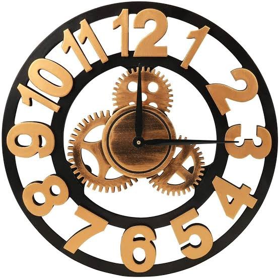 Golden Wall Clock (Minimum Order Quantity 1 Carton/12 PCs)