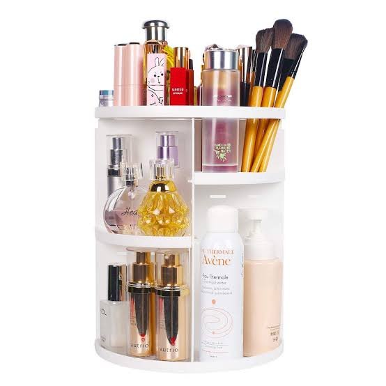 360 Rotating Makeup Organizer White (Minimum Order Quantity 1 Carton/24 PCs)