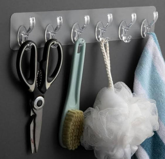 Plastic 6 Wall Hooks Hanger (Minimum Order Quantity 1 Carton/320 PCs)