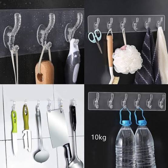 Plastic 6 Wall Hooks Hanger (Minimum Order Quantity 1 Carton/320 PCs)