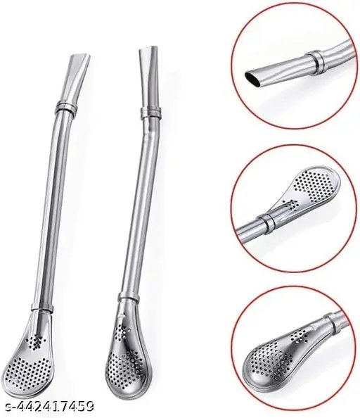 Stainless steel spoon with Straw (Minimum Order Quantity 1 Carton/300 PCs)
