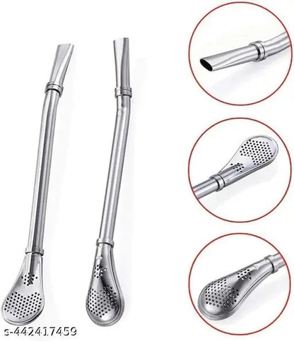 Stainless steel spoon with Straw (Minimum Order Quantity 1 Carton/300 PCs)