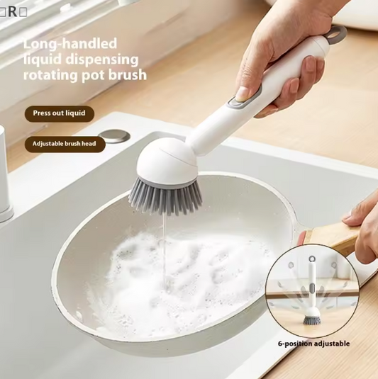 Kitchen Cleaning Brush Long Handle Compact Dish Bowl Scrubber