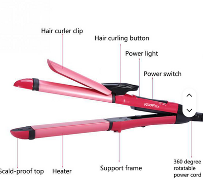 Hair Straightener and Curler Multifunctional 2 in 1 Flat Iron